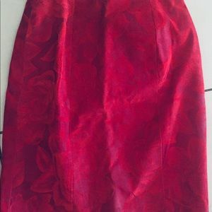 Vintage Red Leather Jacket & Skirt Like New
